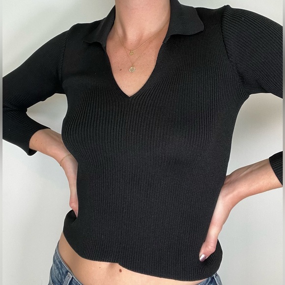 Vintage XOXO V-neck Long Sleeve Polo - Picture 3 of 3